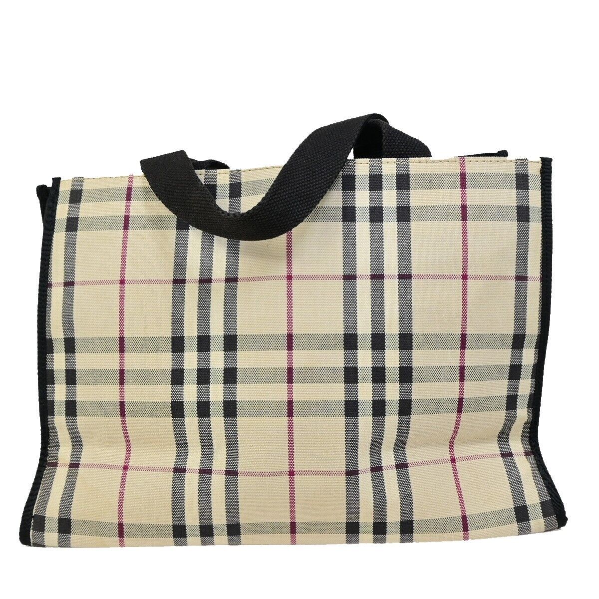 BURBERRY Logo Nova Check Hand Tote Bag Canvas Beige Black 05EB590