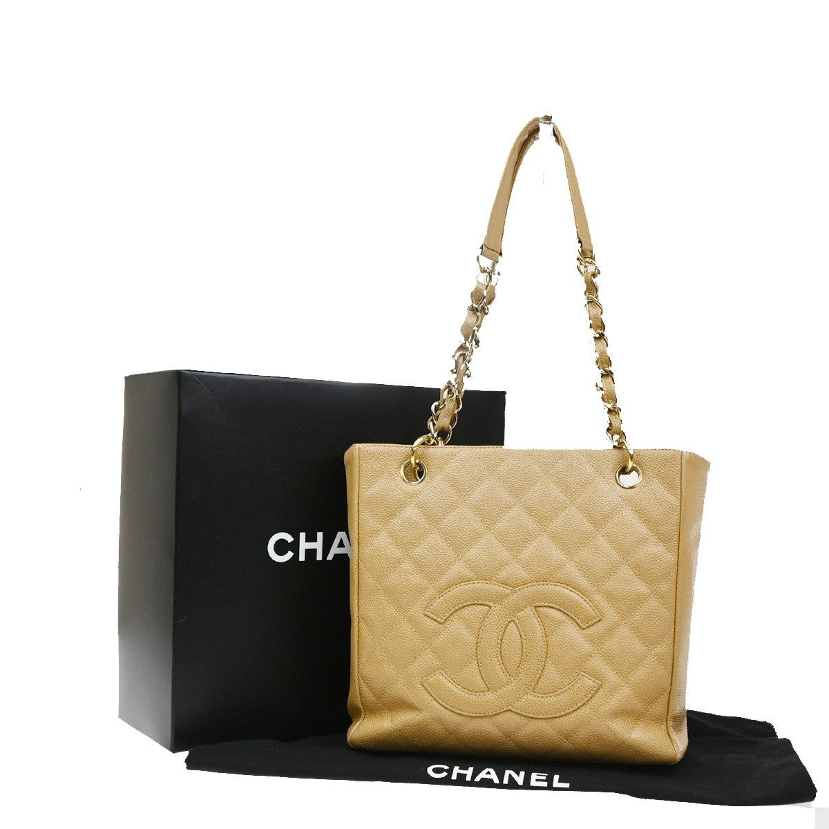 CHANEL CC Matelasse PST Chain Shoulder Bag Grained Calfskin Leather BE 320RQ056