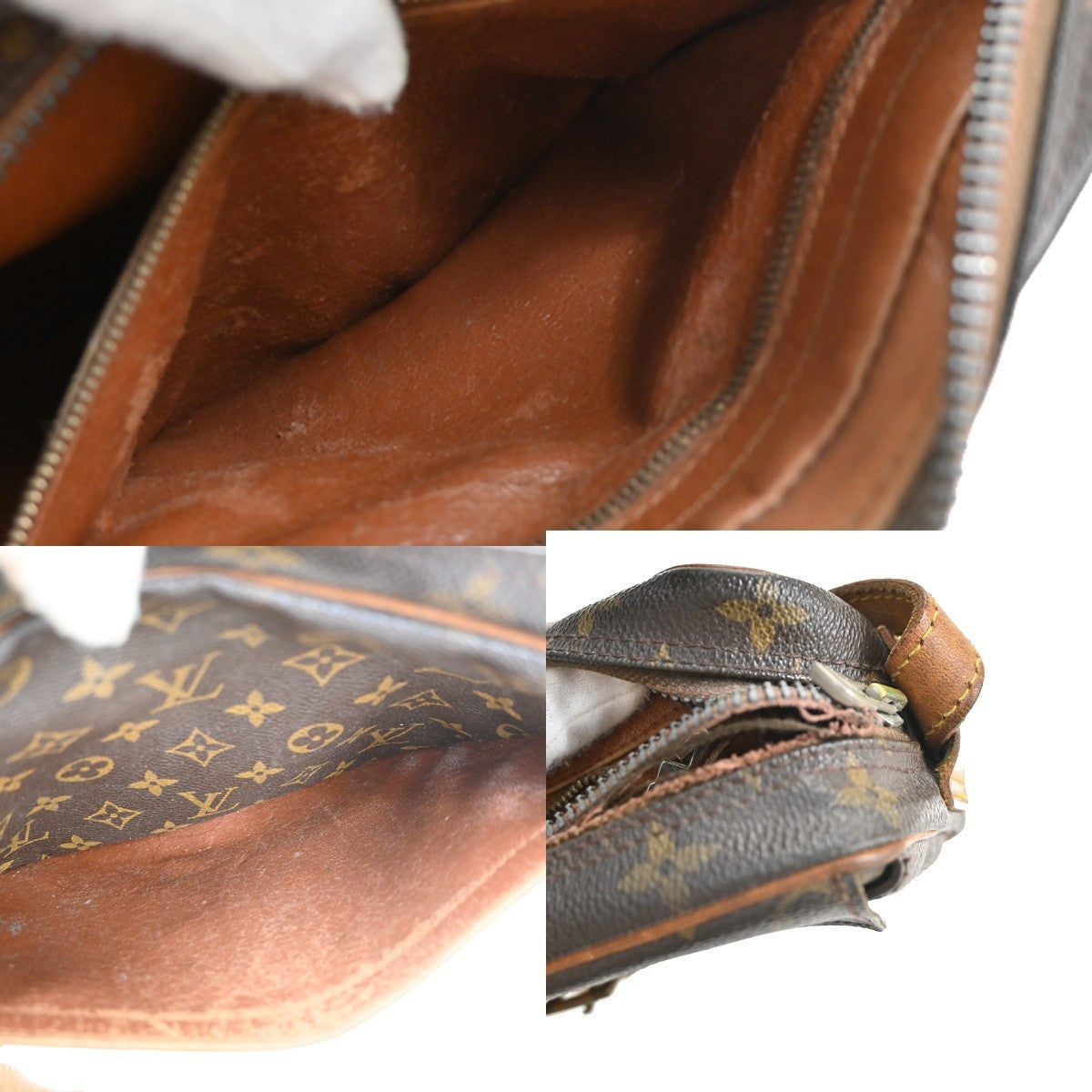 LOUIS VUITTON Jeune Fille GM Shoulder Bag Monogram Leather Brown M51225 05PA053