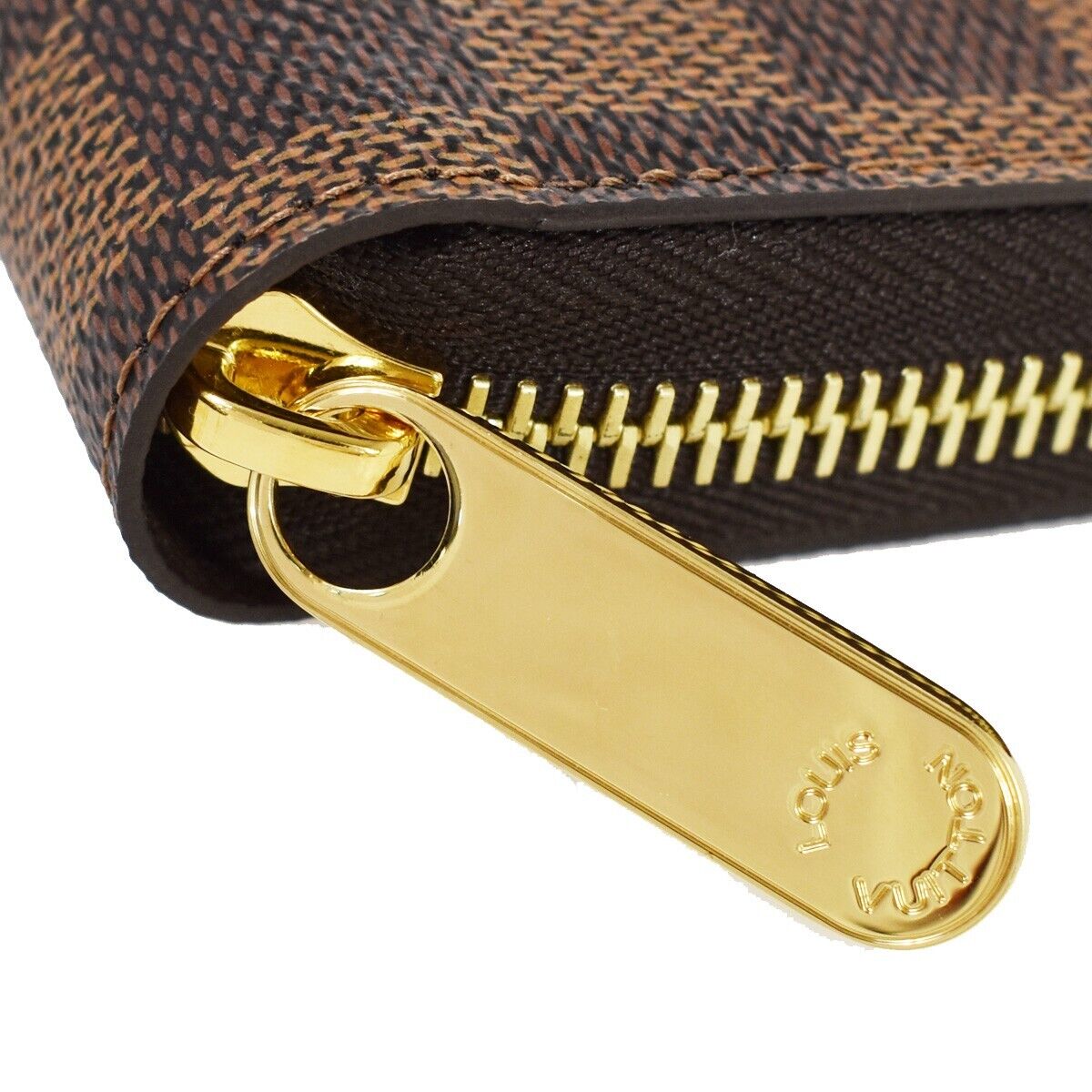 LOUIS VUITTON Zippy Wallet Long Bifold Purse Damier Leather Brown N60015 58RH687
