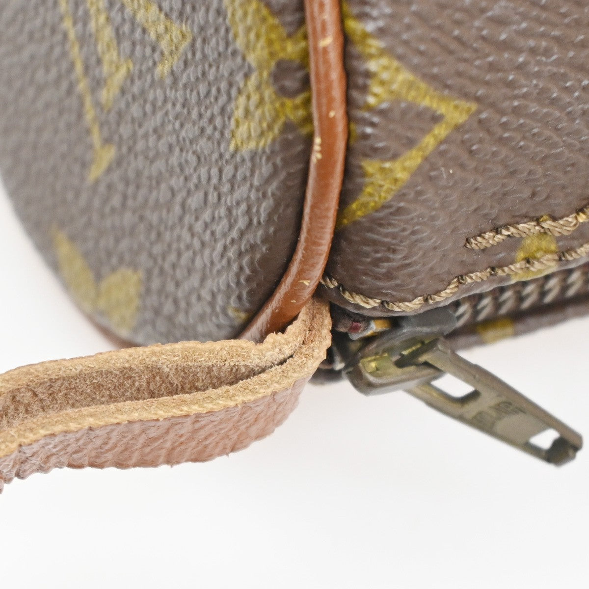 LOUIS VUITTON Logo Papillon Pouch Bag Monogram Leather Brown GHW 62MA487