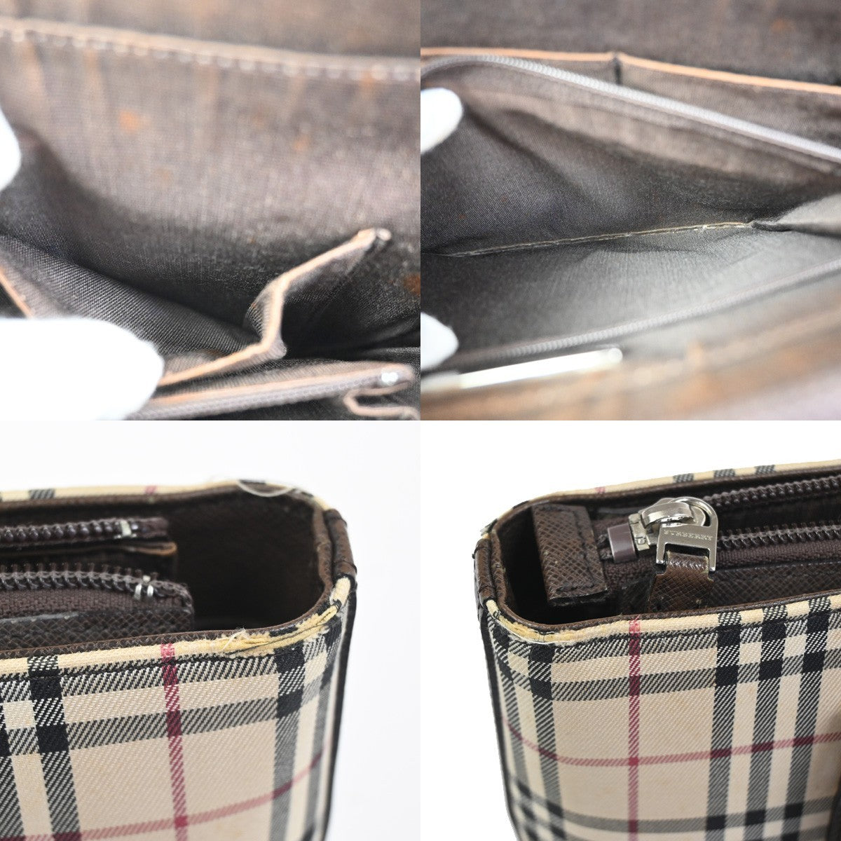 BURBERRY Nova Check Pattern Shoulder Bag Canvas Leather Brown Beige SHW 65KD026