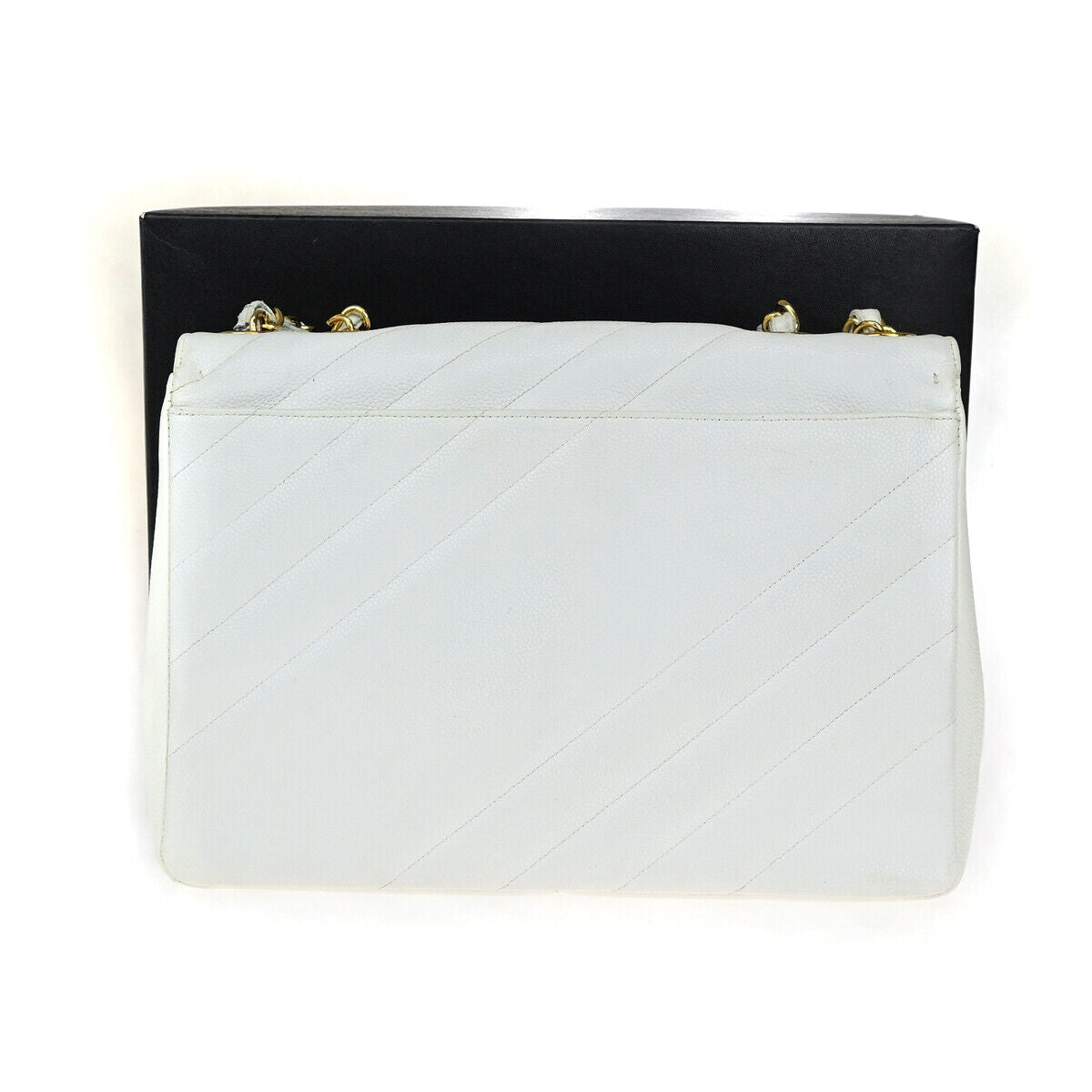 CHANEL CC Bias Stitch 30 Chain Shoulder Bag Grained Calfskin Leather WE 805RK698