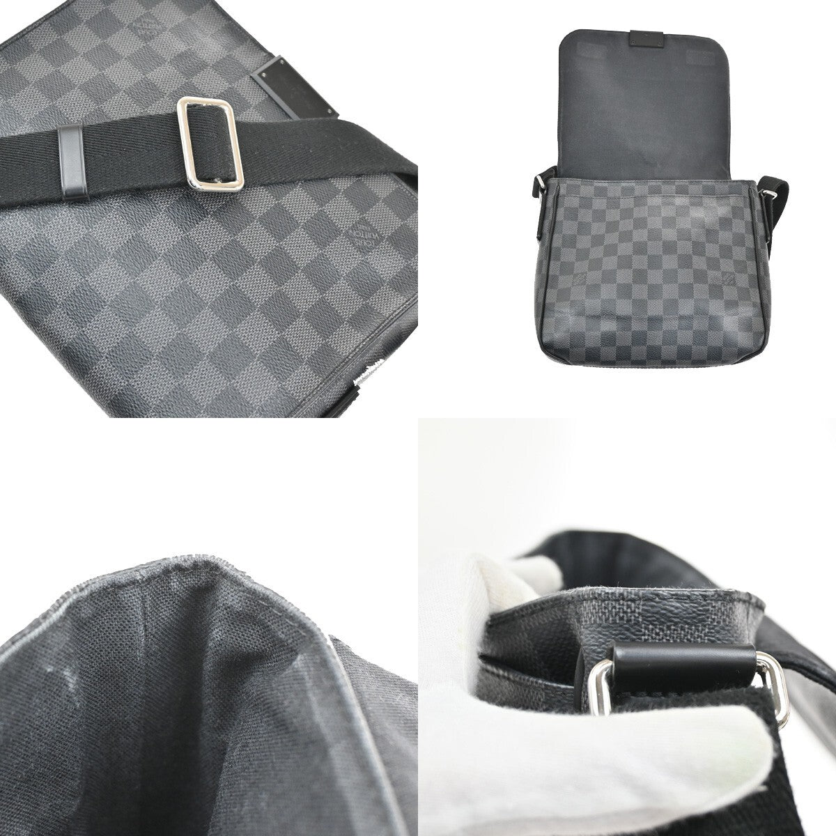 LOUIS VUITTON Logo District PM Shoulder Bag Damier Graphite Black N41260 94EE207