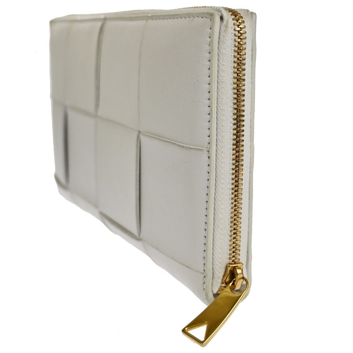BOTTEGA VENETA Cassette Intrecciato long Wallet Purse Leather White 64SH377