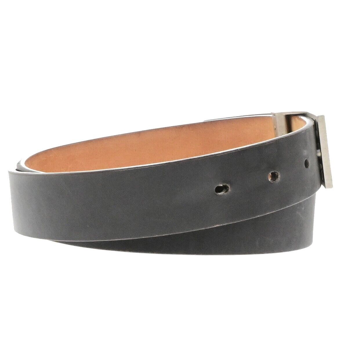 LOUIS VUITTON Logo Ceinture LST Belt Leather Brown Silver M6809 Spain 60EE095