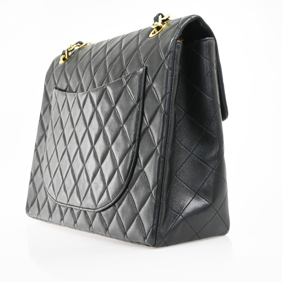 CHANEL CC Maxi Jumbo Matelasse 34 Chain Shoulder Bag Leather BK France 827RQ039