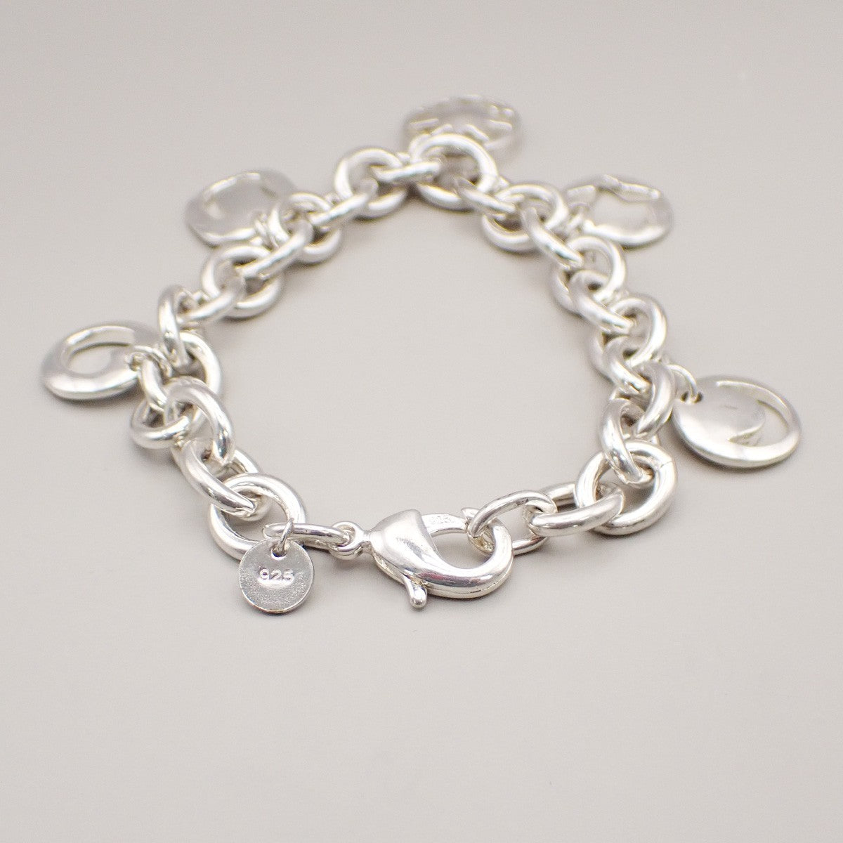 TIFFANY & CO. 5 Charm Stencil Chain Bracelet Sterling Silver AG 925 33KD047