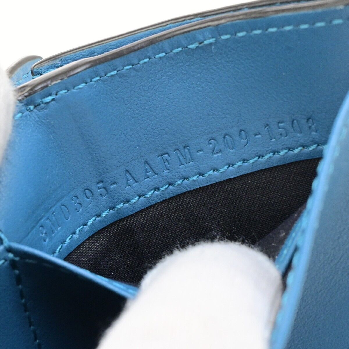 FENDI Zucca Pattern Mini Trifold Compact Wallet Leather Blue White Italy 61KA542