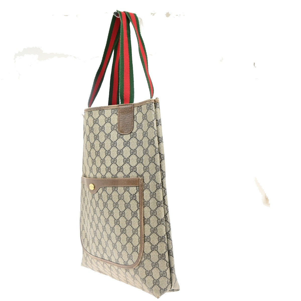 GUCCI Logo GG Sherry Line Shoulder Tote Hand Bag PVC Leather Beige Italy 60MA456