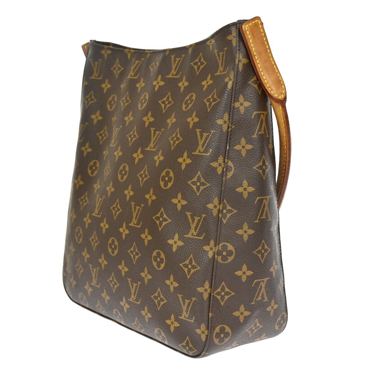 LOUIS VUITTON Logo Looping GM Shoulder Bag Monogram Leather Brown M51145 73ED287