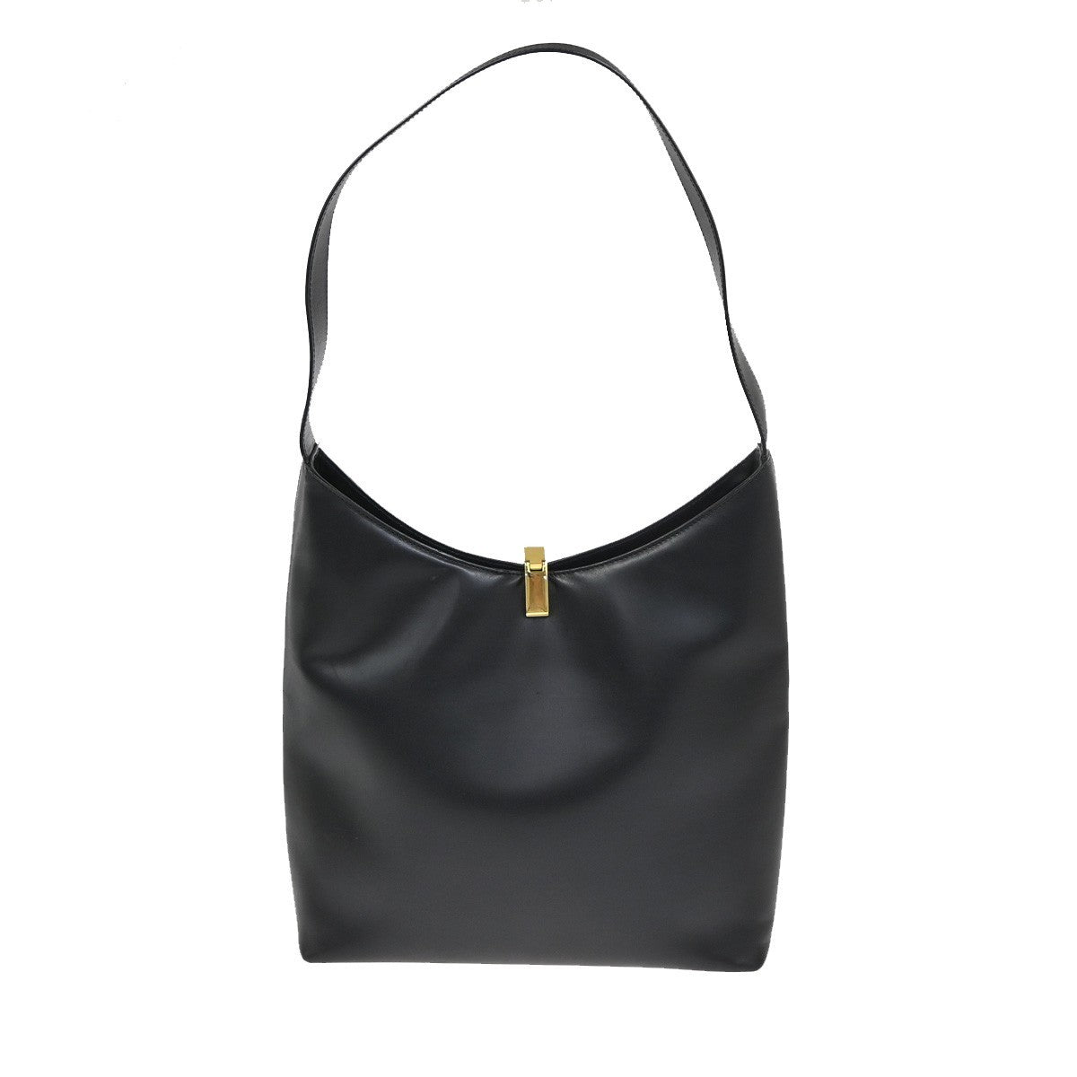 GUCCI Logo Shoulder Hobo Bag Leather Black GHW Italy 60YH905