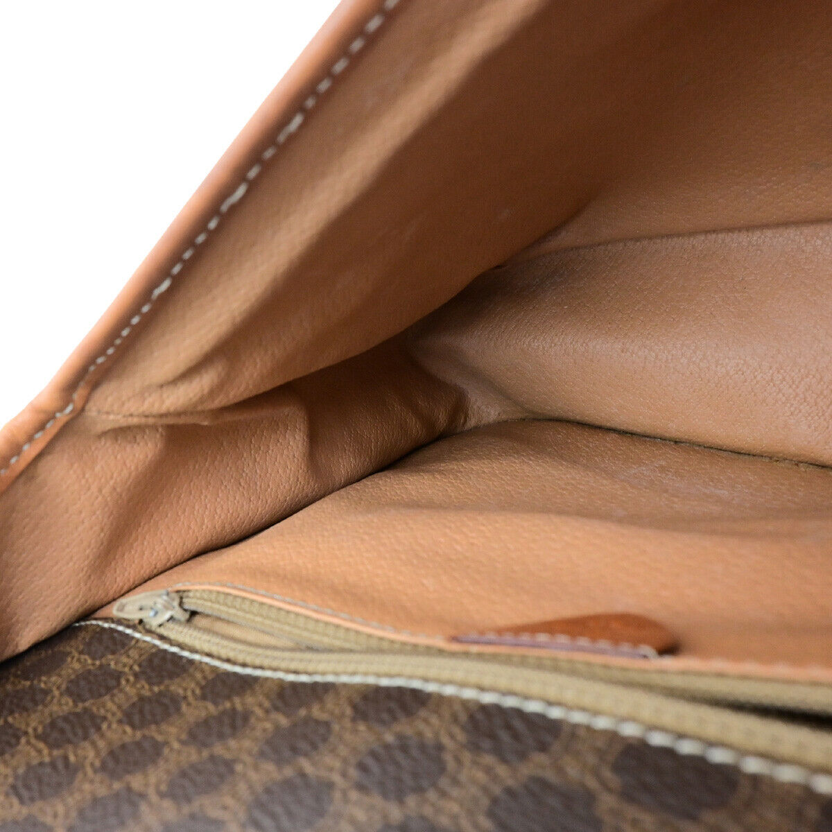 CELINE Logo Macadam Pattern Shoulder Bag PVC Leather Brown GHW Italy 05YF255