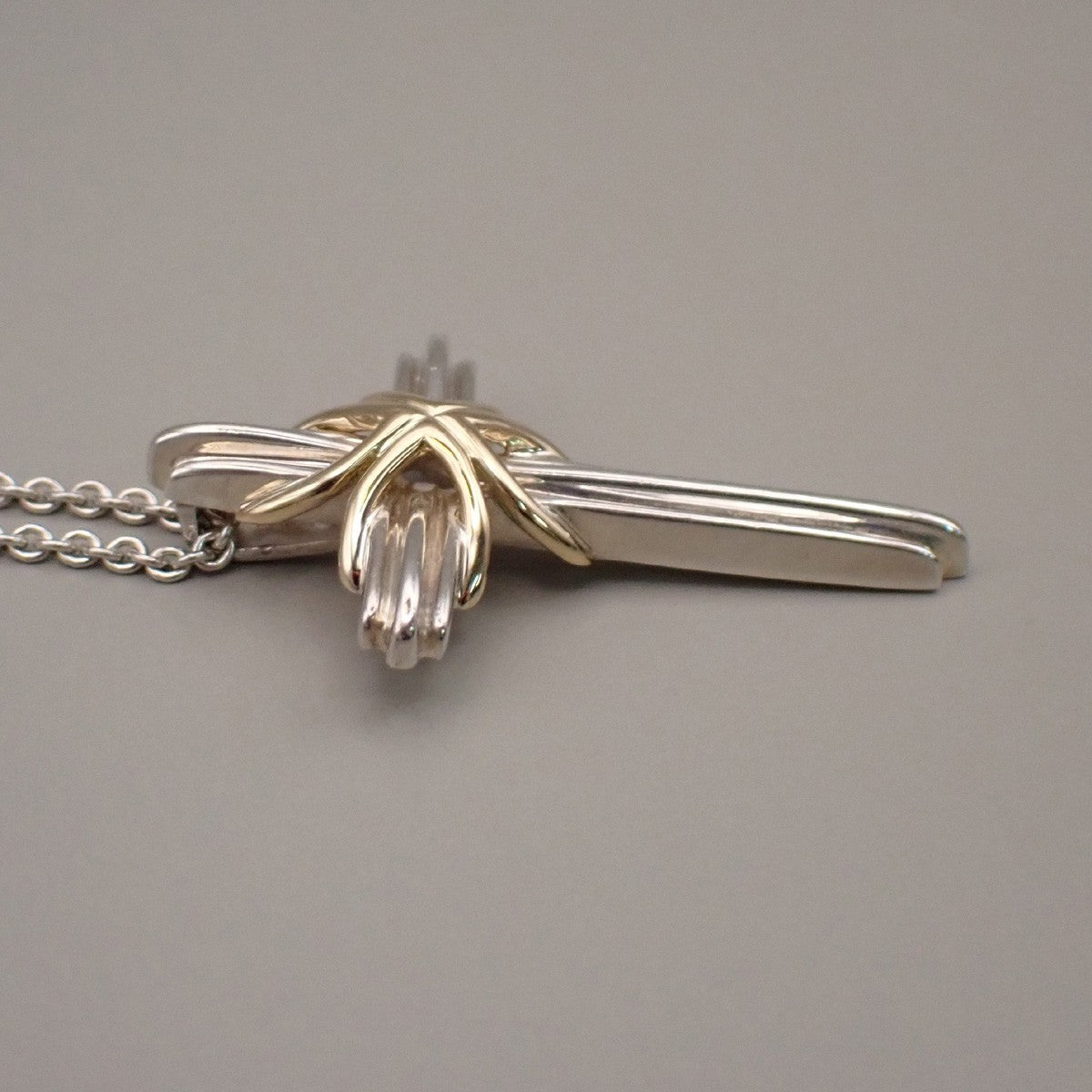 Tiffany & Co. Signature Cross Chain Necklace Pendant Silver 925/Gold 750 83RL378