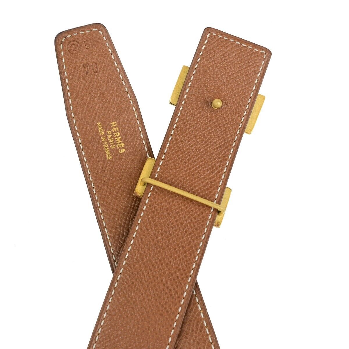HERMES H Logo Constance Reversible Buckle Belt #70 Leather ◯Z Black GHW 83EC005