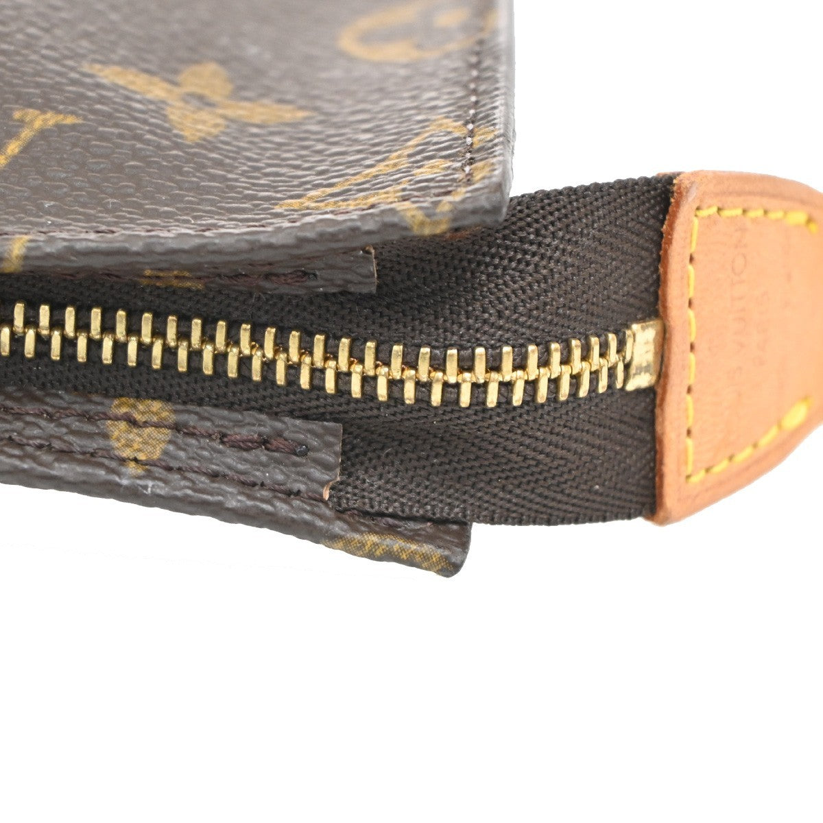 LOUIS VUITTON Logo BUCKET PM Pouch Bag Monogram Leather Brown France 04KC276