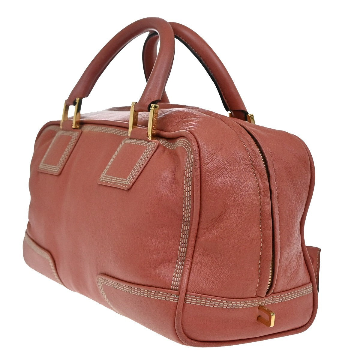 LOEWE Logo Anagram Amazona Hand Bag Leather Pink GHW Spain 92CA337