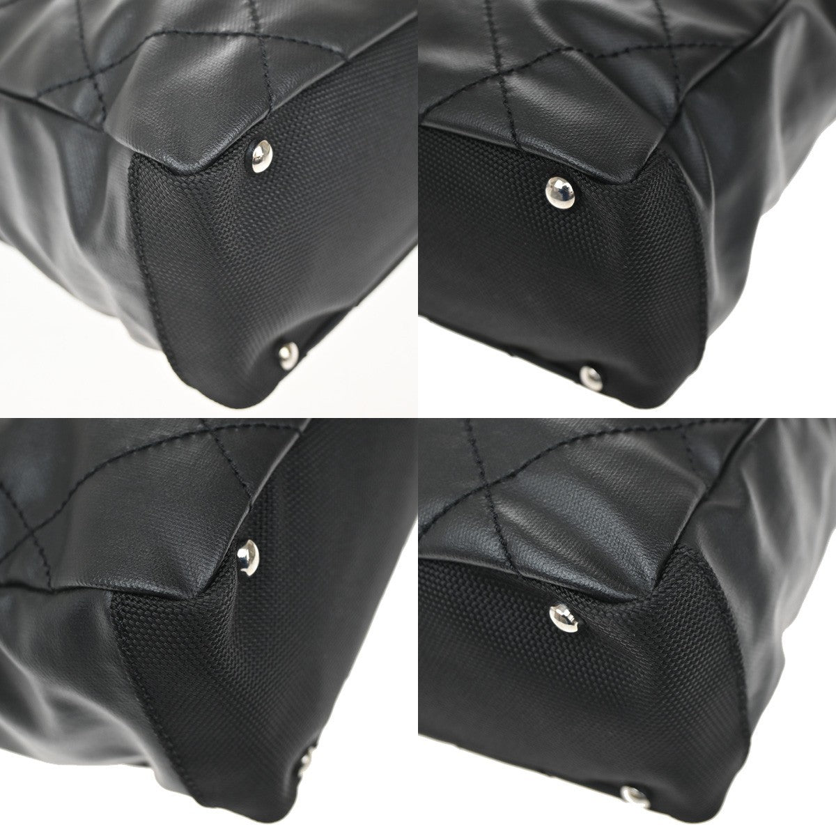 CHANEL CC Paris Biarritz PM Shoulder Bag Coating Canvas Leather BK SHW 674RL562