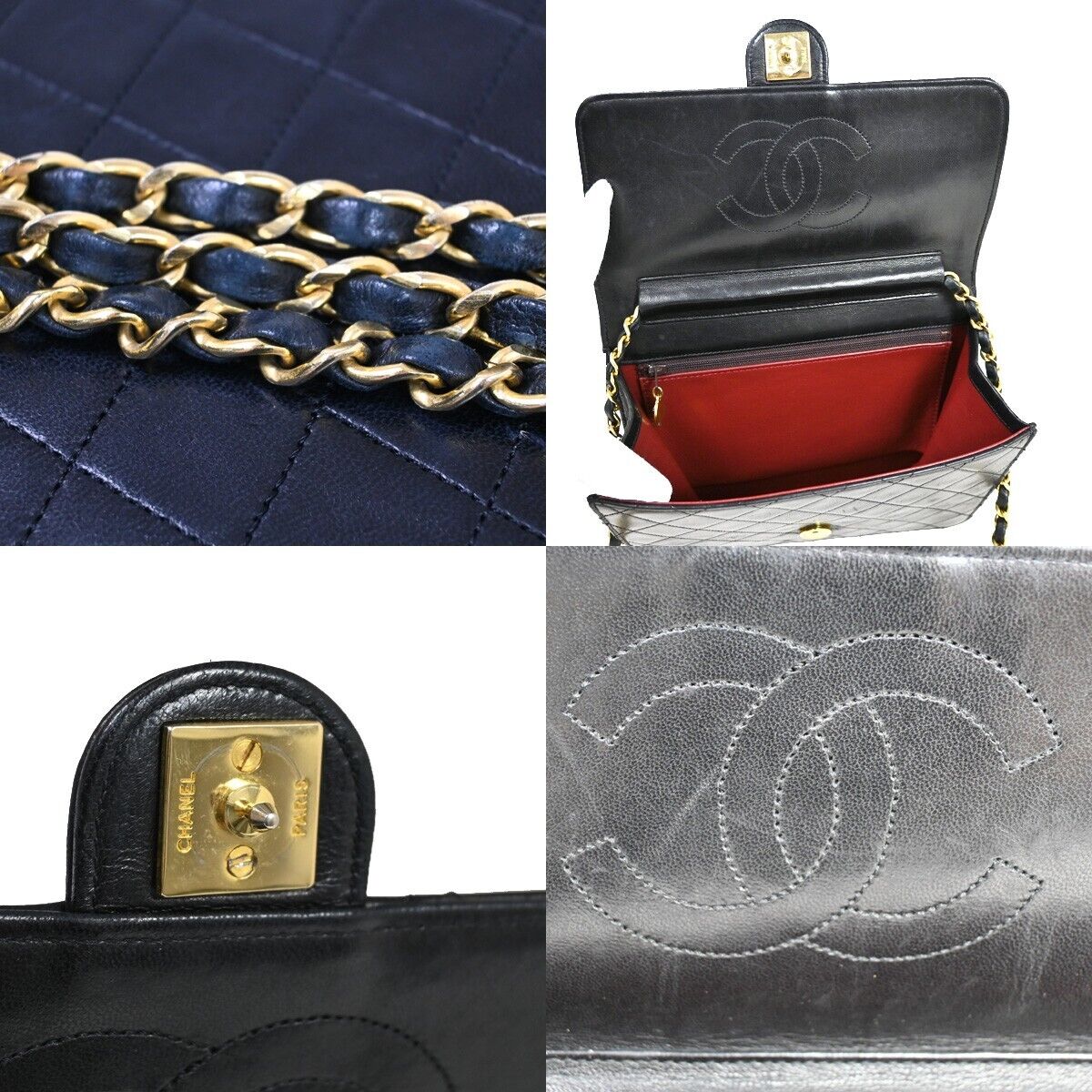 CHANEL CC Logo Matelasse Chain Shoulder Bag Leather Black GHW 653RH787