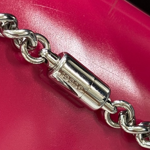 GUCCI Interlocking G Mini Chain Shoulder Bag patent Leather Pink SHW 71TA665