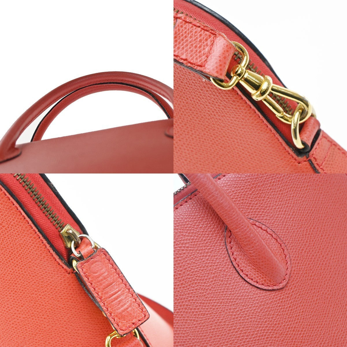 CELINE Logo 2way Shoulder Hand Bag Leather Orange Italy 84EG349