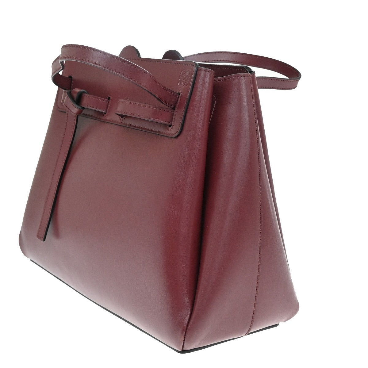 LOEWE Logo Lazo 2Way Shoulder Hand Bag Leather Red Spain 25RF683