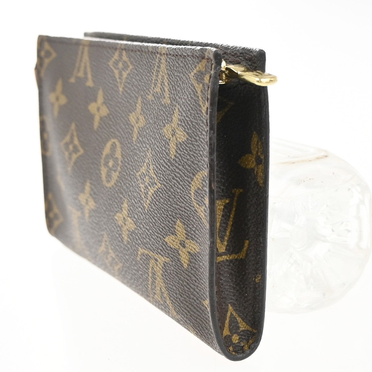 LOUIS VUITTON Logo BUCKET PM Pouch Bag Monogram Leather Brown France 04KC333