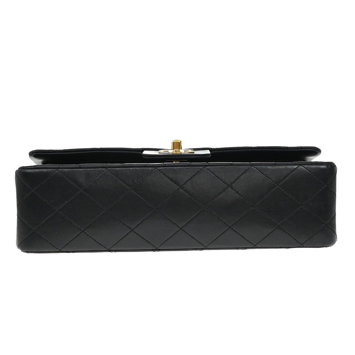 CHANEL CC Matelasse 25 Double Flap Chain Shoulder Bag Lamb Skin Black 892RF267