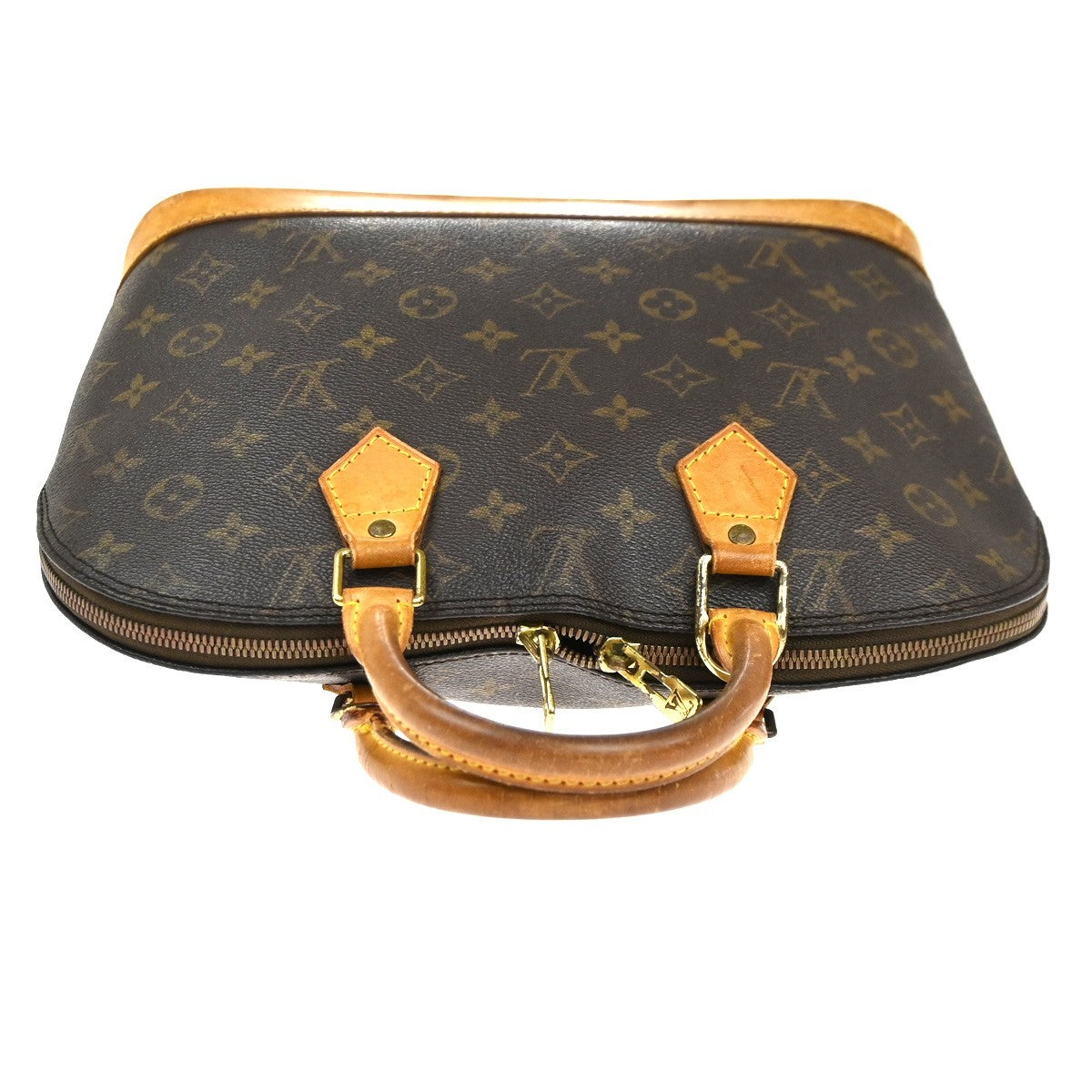 LOUIS VUITTON LV Logo Alma Hand Bag Monogram Leather Brown France M51130 36KC363