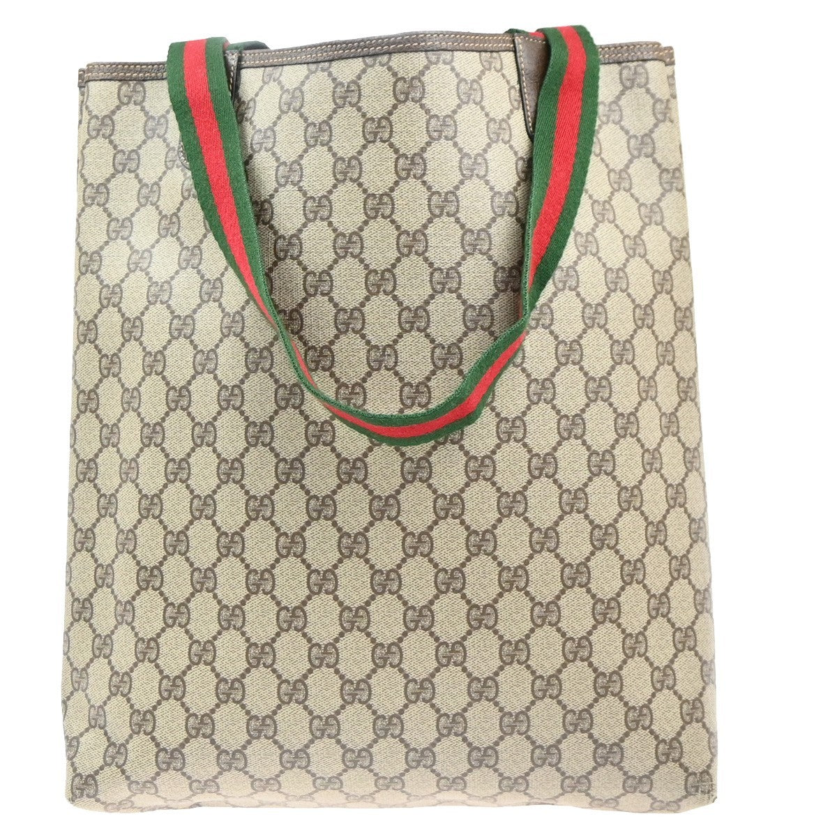 GUCCI Logo GG Sherry Line Shoulder Tote Hand Bag PVC Leather Beige Italy 69MA455