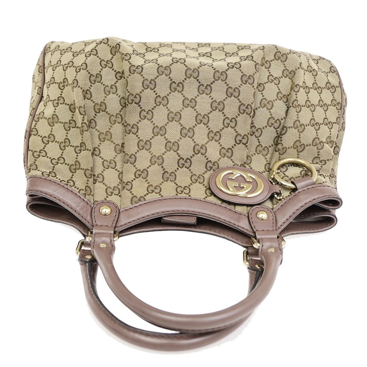 GUCCI Sukey Shoulder Hand Bag Canvas Leather Beige Pink GHW Italy 85CB047