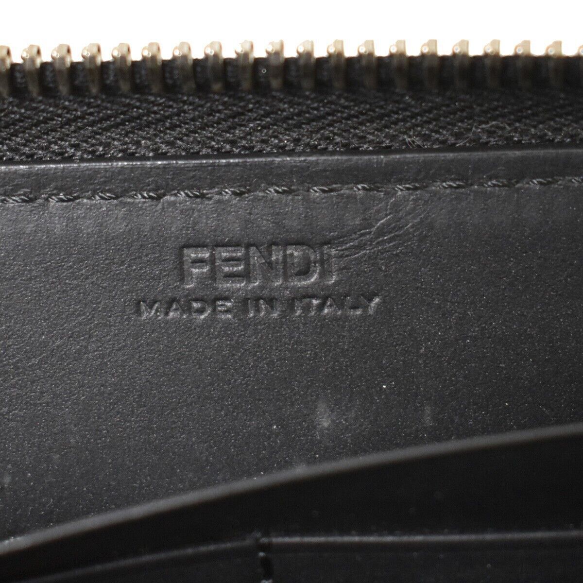 FENDI VIT.GRACE Micro Zucca Pattern Long Zipper Wallet Embossing Leather 36YC245