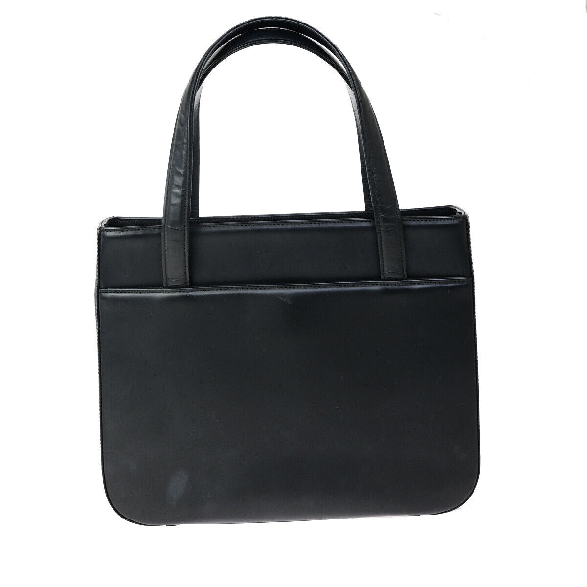 BURBERRY Logo Hand Tote Bag Nova Check Leather Black SHW 62SJ434