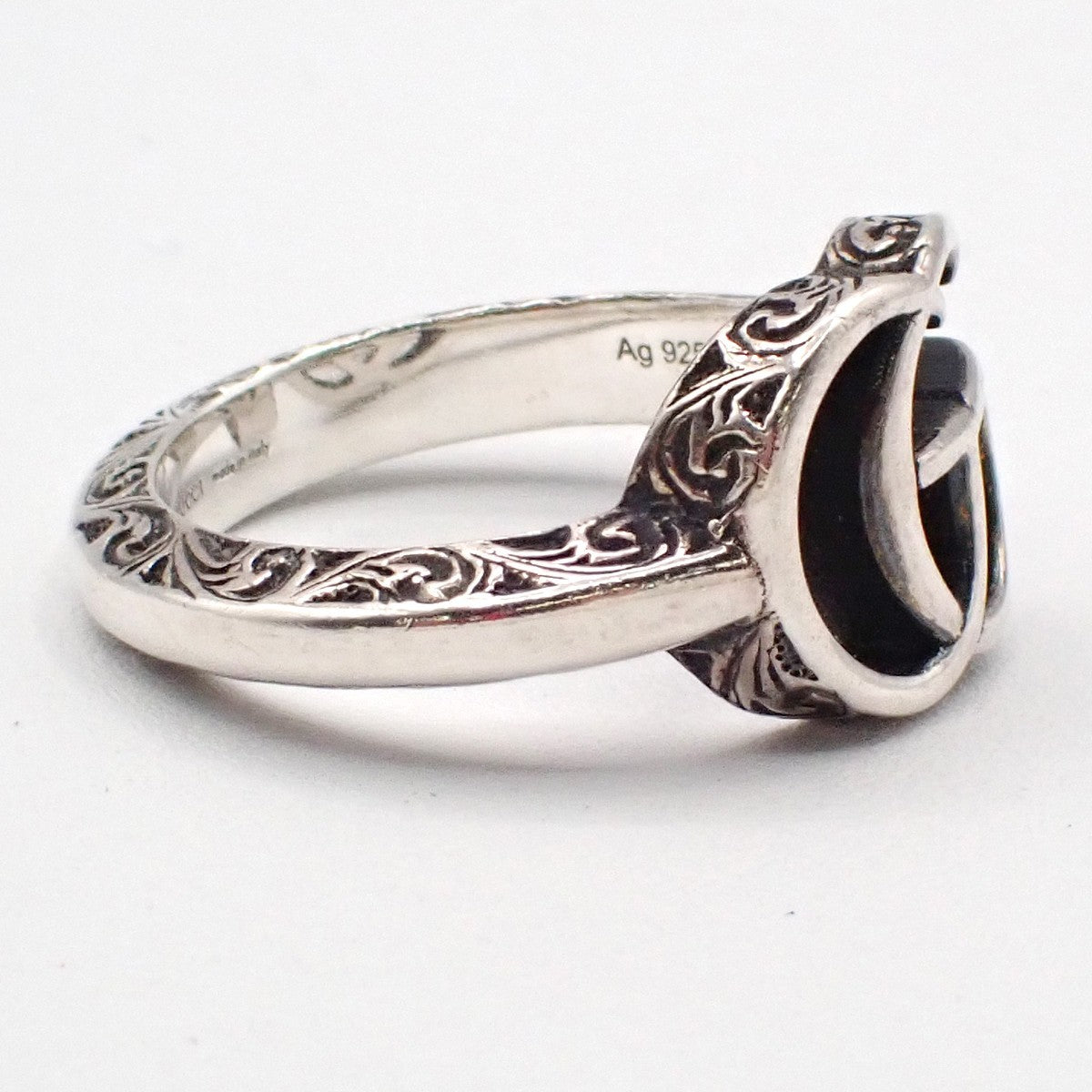 GUCCI GG Logo Ring  Size JP 15 US 7.5 Silver 925 Accessories 61LC628