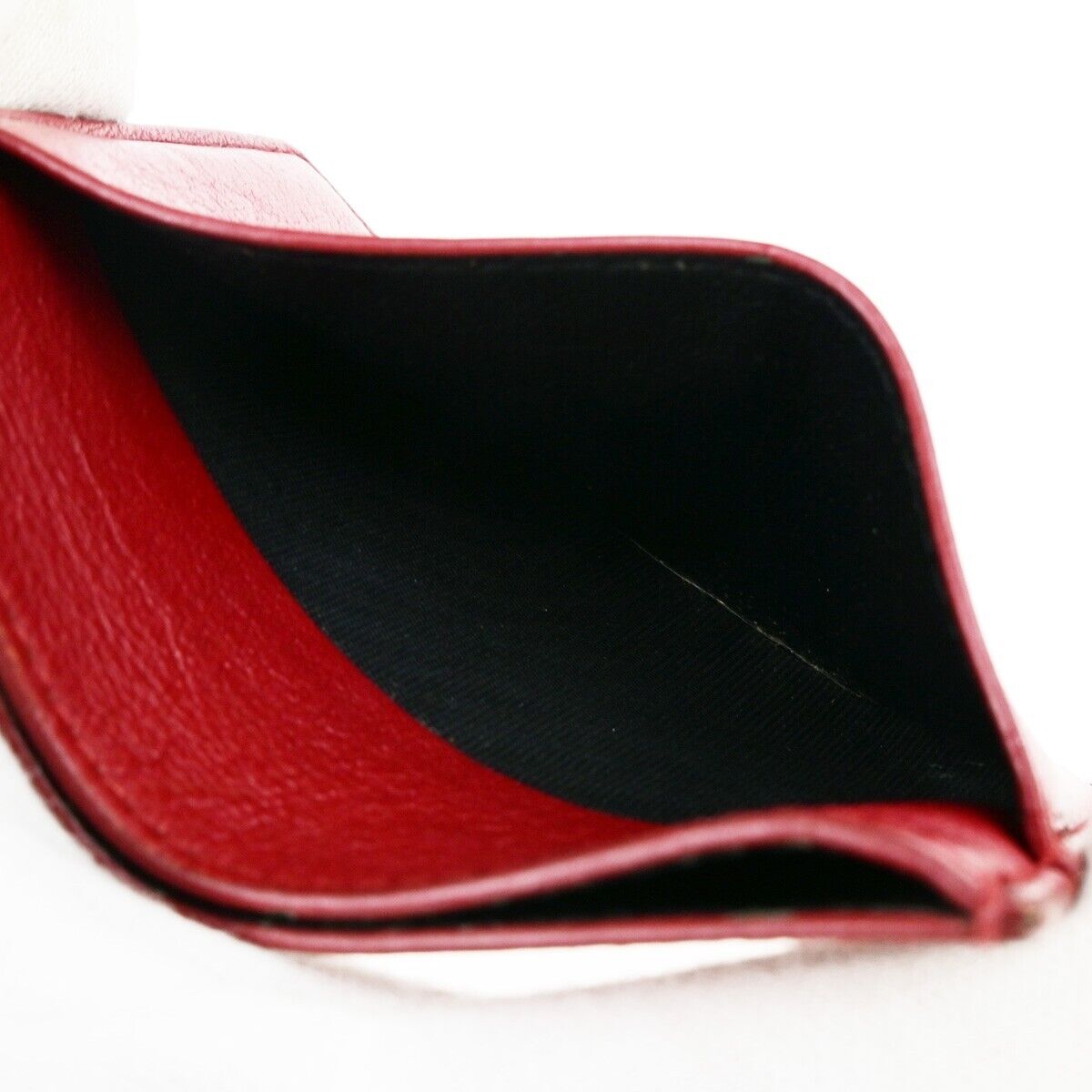 YVES SAINT LAURENT YSL Logo Card Case Wallet Leather Red Made in Italy 63EB822