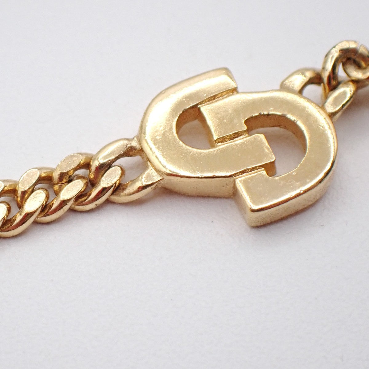 CHRISTIAN DIOR  CD Logo Chain Pendant Necklace Gold Germany 05RL903