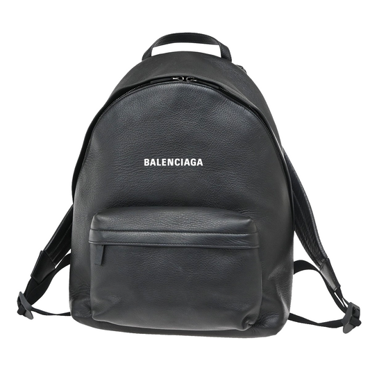 BALENCIAGA Logo Everyday Backpack Bag Leather Black SHW Italy 50RL527