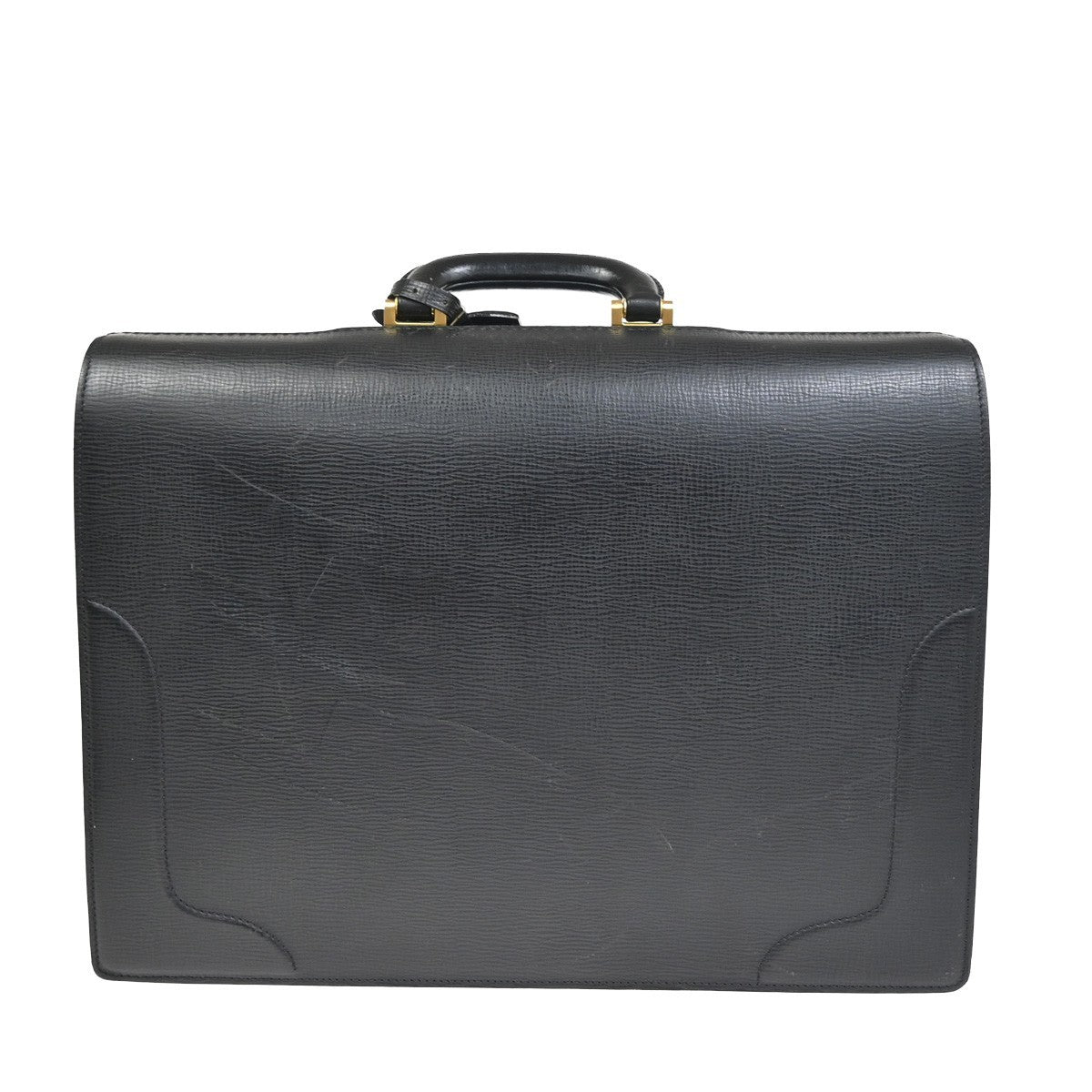 BURBERRY Logo Briefcase Top Handle Doctor Hand Bag Leather Black GHW 68KD028