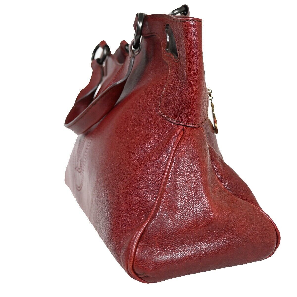 CARTIER Logo Marcello de Cartier Shoulder Hand Bag Leather Bordeaux 80YD885