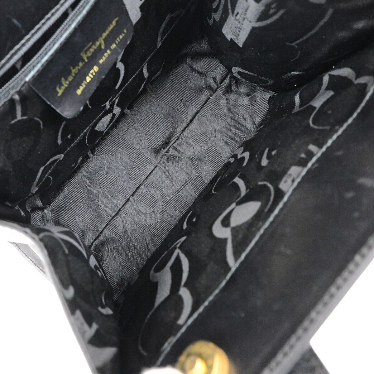 SALVATORE FERRAGAMO Vara 2Way Shoulder Hand Bag Leather Black GHW Italy 35YH085