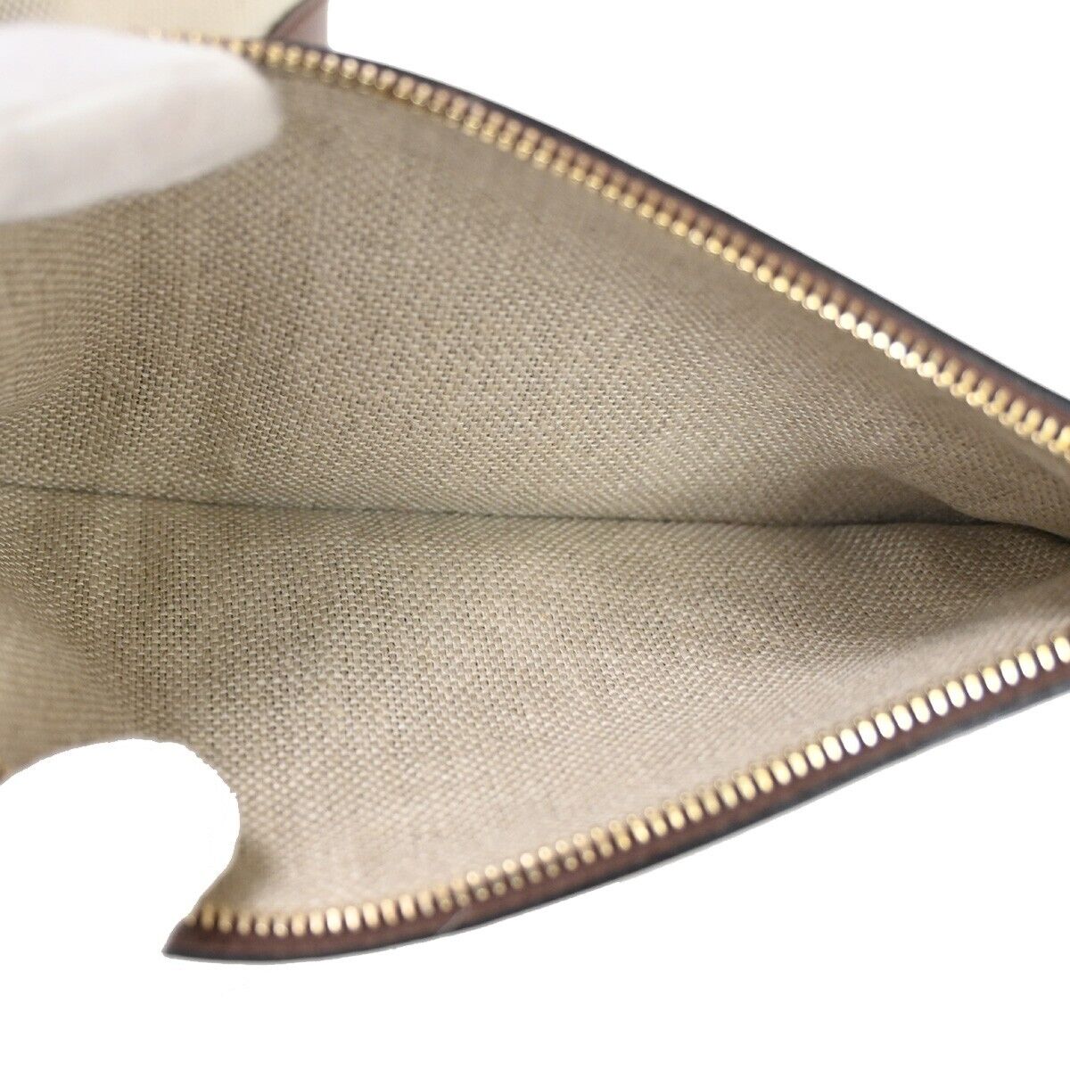 GUCCI Logo Shoulder Hand Tote Bag Pouch Canvas Leather Brown Gold Italy 72YD994