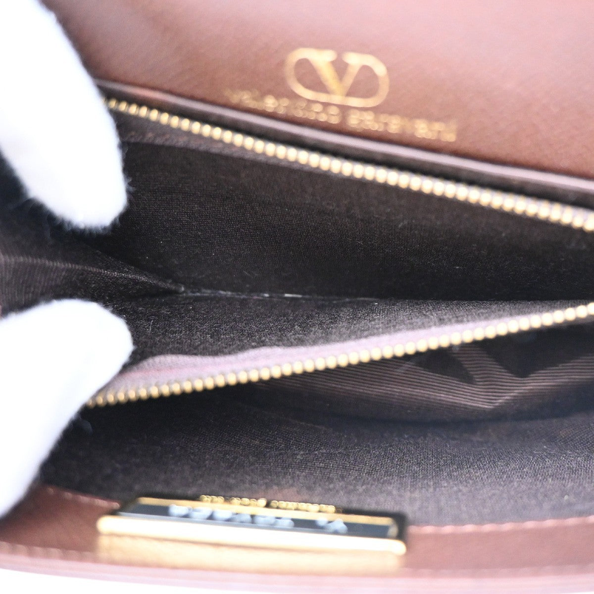 VALENTINO GARAVANI Logo Tassel Shoulder Bag Leather Brown GHW 63KD148