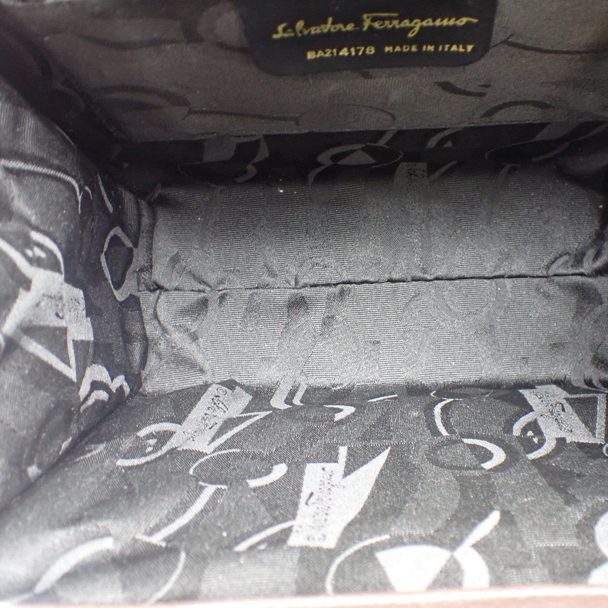 SALVATORE FERRAGAMO Logo Vara 2Way Hand Bag Canvas Leather Brown Gold 33AA167