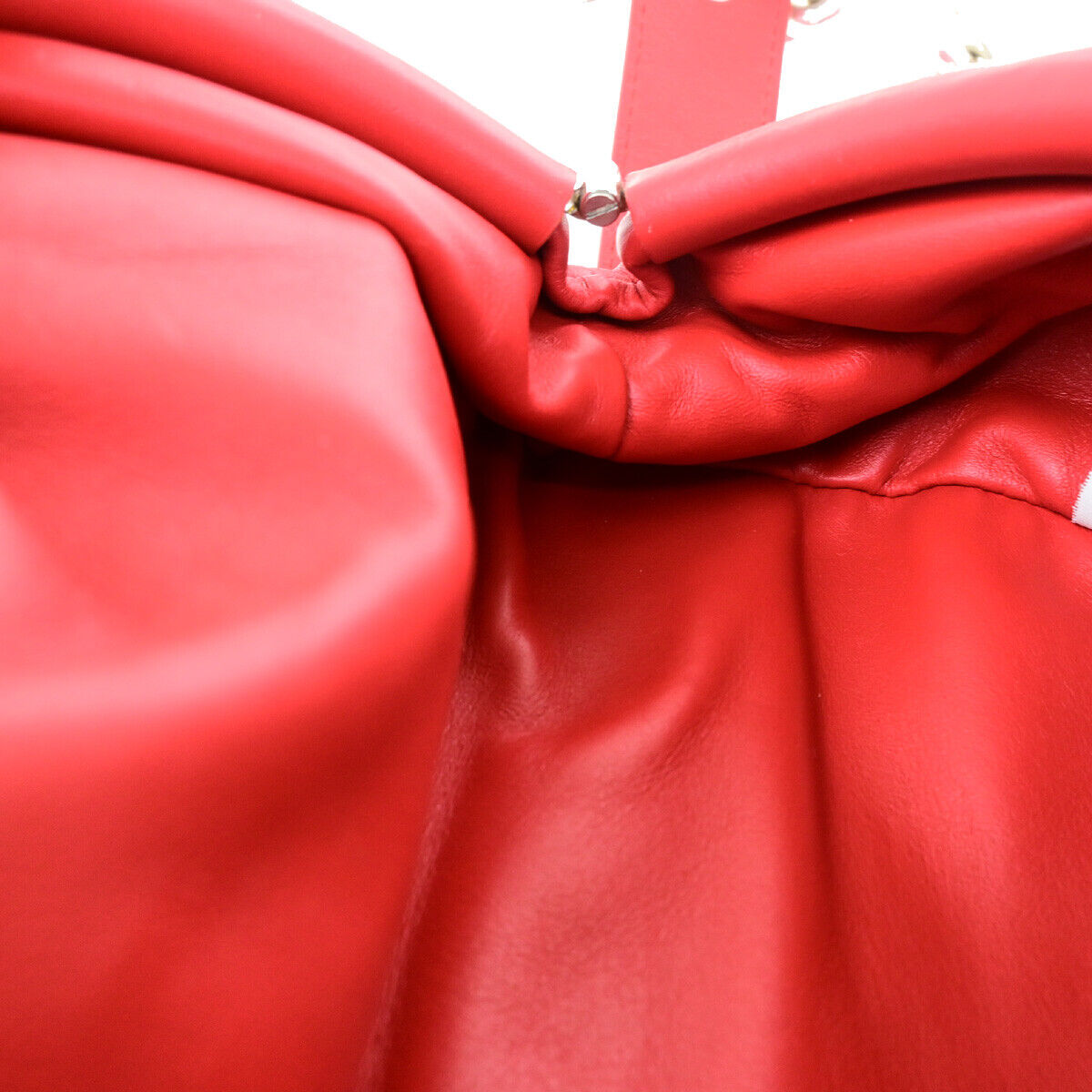 BOTTEGA VENETA The Chain Pouch Shoulder Body Bag Leather Red Silver 609RF159