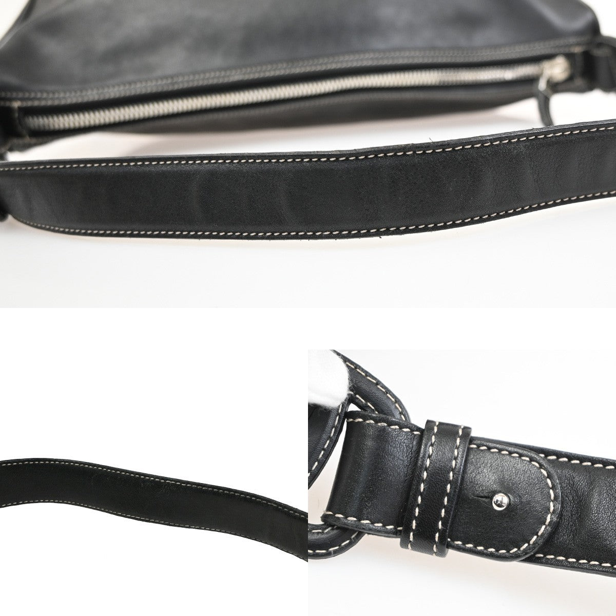SALVATORE FERRAGAMO Logo Vara Shoulder Bag Leather Black SHW Italy 02MA690