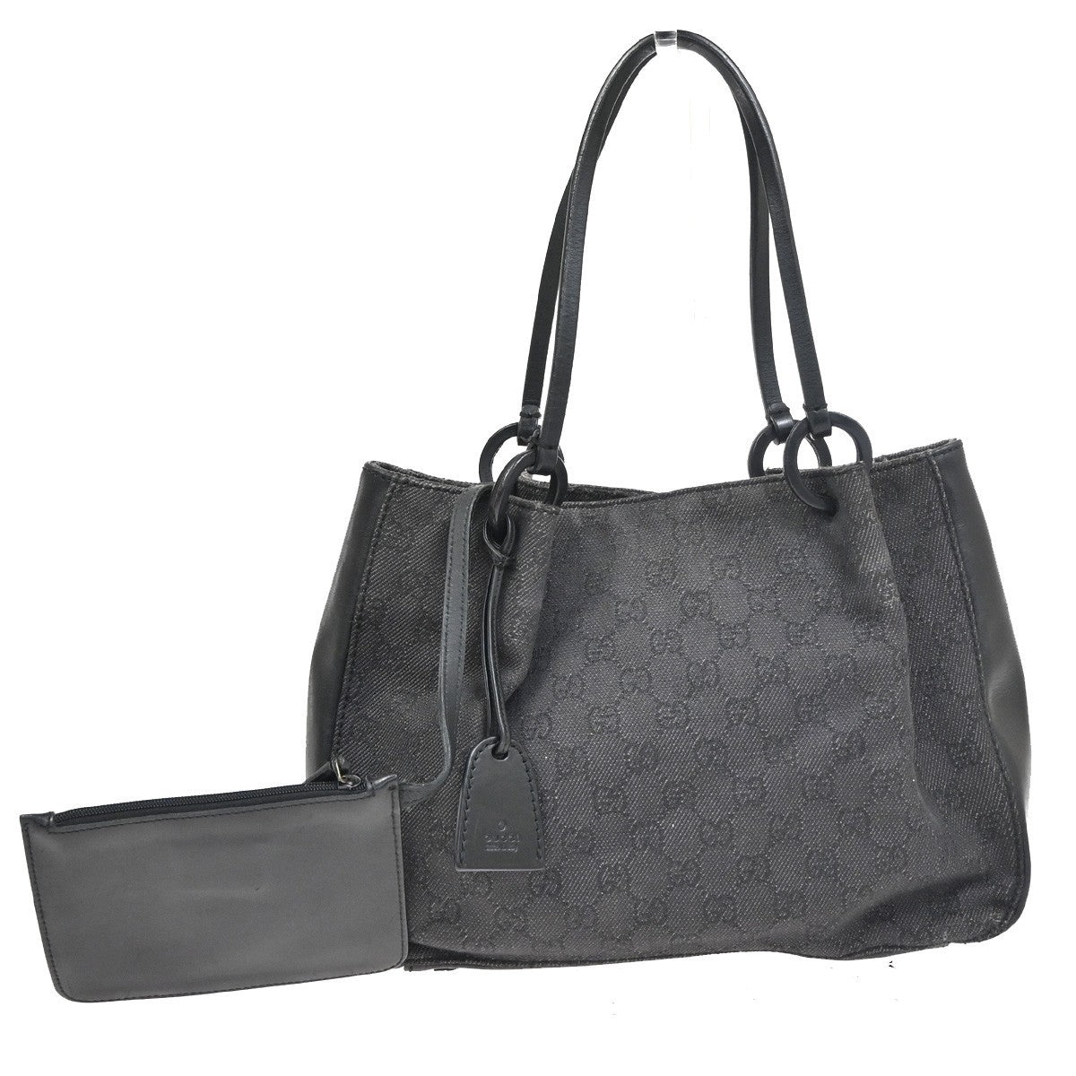 GUCCI Logo GG Pattern Shoulder Bag Accessory Pouch Canvas Leather BK 02CA780
