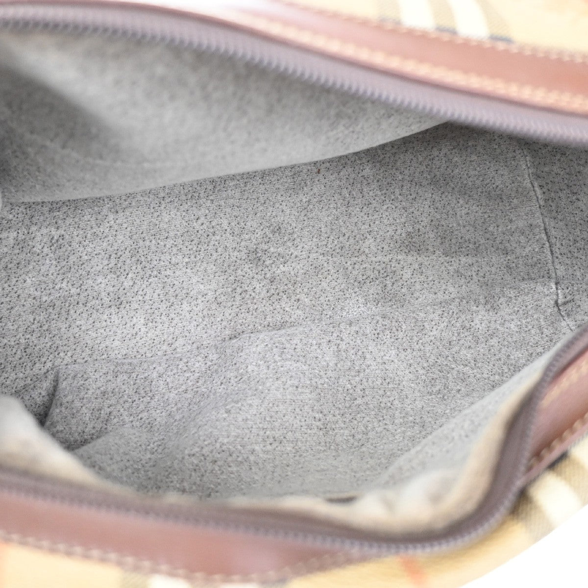 Burberrys Logo Hand Bag Nova Check PVC Leather Brown GHW 02YH772