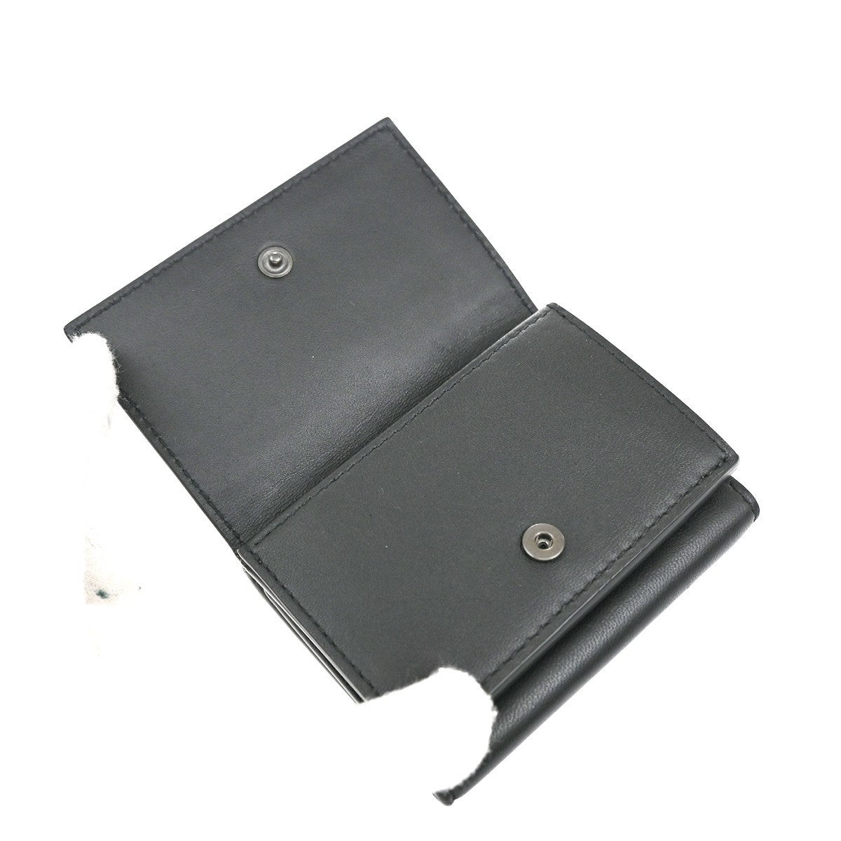 BOTTEGA VENETA INTRECCIATO Trifold Compact Wallet Leather Black Italy 31KP054