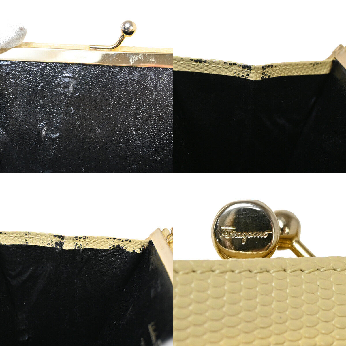 SALVATORE FERRAGAMO Vara Chain Mini Shoulder Bag Embossing Leather BE 68YE350