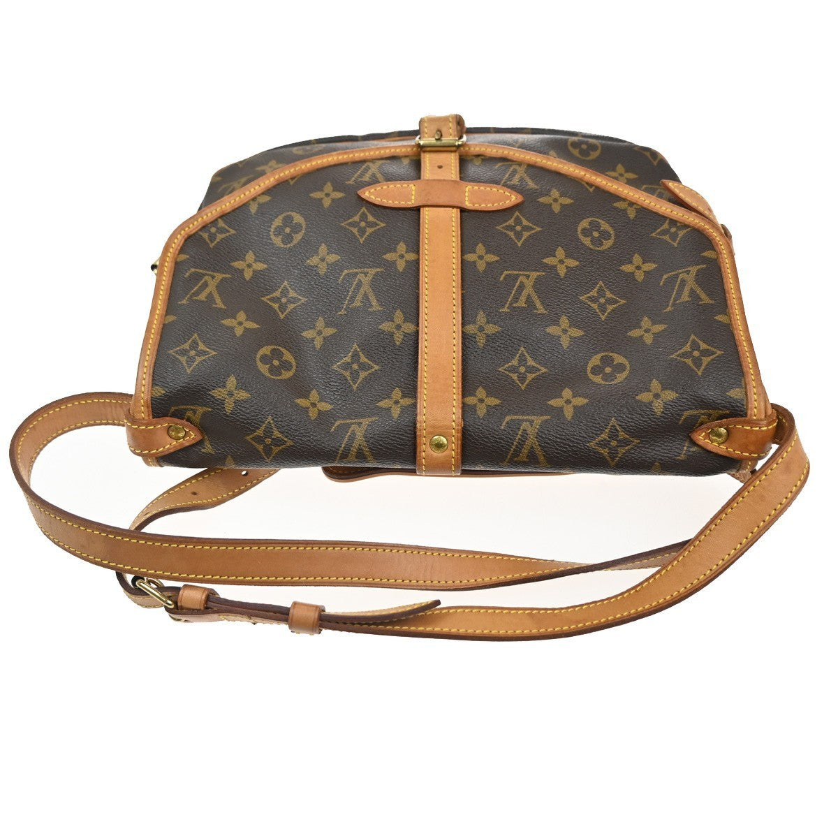 LOUIS VUITTON Logo Saumur 30 Shoulder Bag Monogram Leather Brown M42256 16CA598